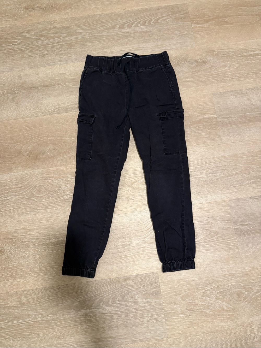 Kids Black Cargo Jogger Pants